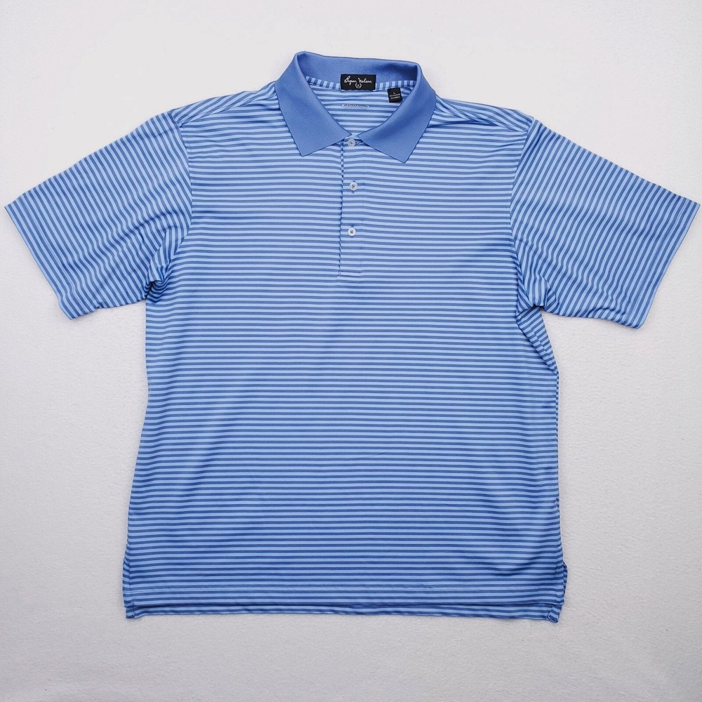 Byron‎ Nelson Shirt Mens Large Blue Striped Golf Polo Driway Outdoor Casual Work